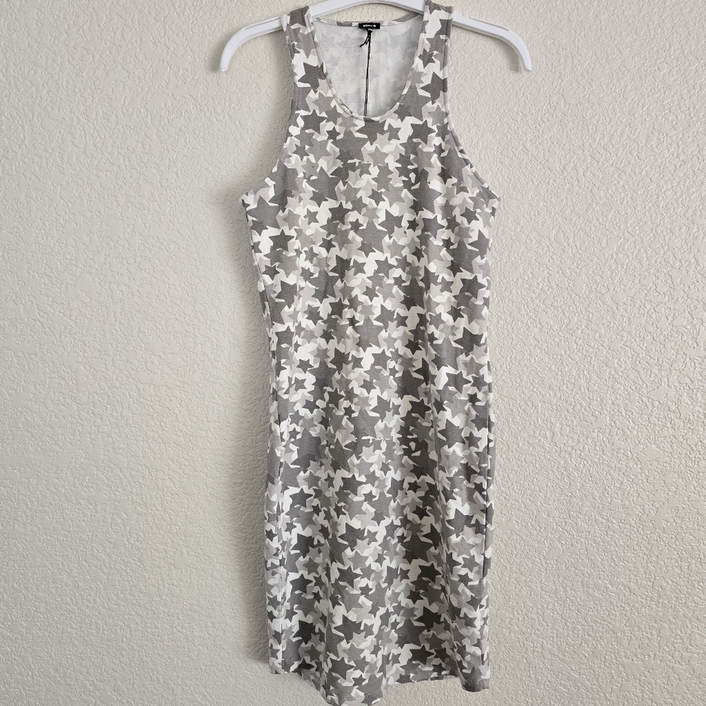 Monrow NWT Sleeveless Tank Fitted Camo Star Print Dress Large